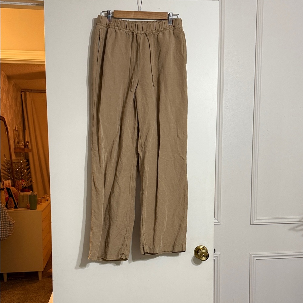 H&M Women's Tan linen blend pants